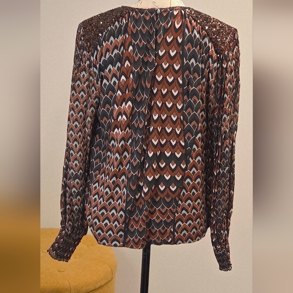 Antrhopologie BI-NK London Sequin Embellised Blouse Metallic Red/Black Size M. - Picture 9 of 15